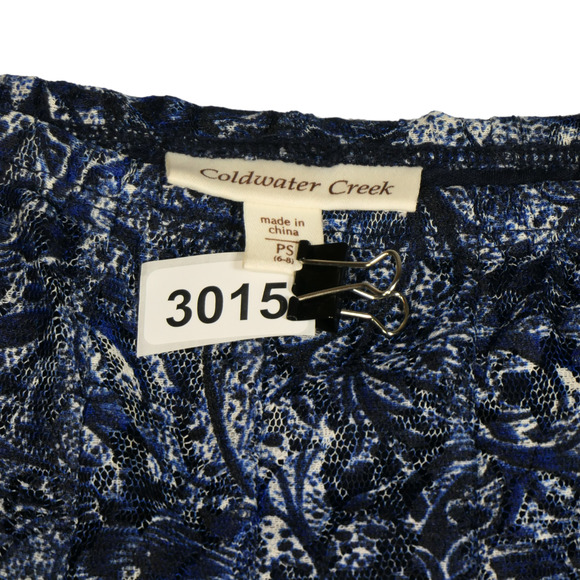 Coldwater Creek Blue Mesh Skirt Womens Size PS Petite Small 6-8 Lined Pull On - Picture 6 of 12